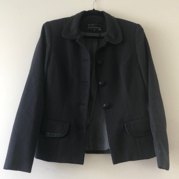 Vintage Robespierre Nanette Lepore contrast trim structured textured blazer - Picture 2 of 11